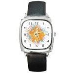 Musical Notes Square Metal Watch Front