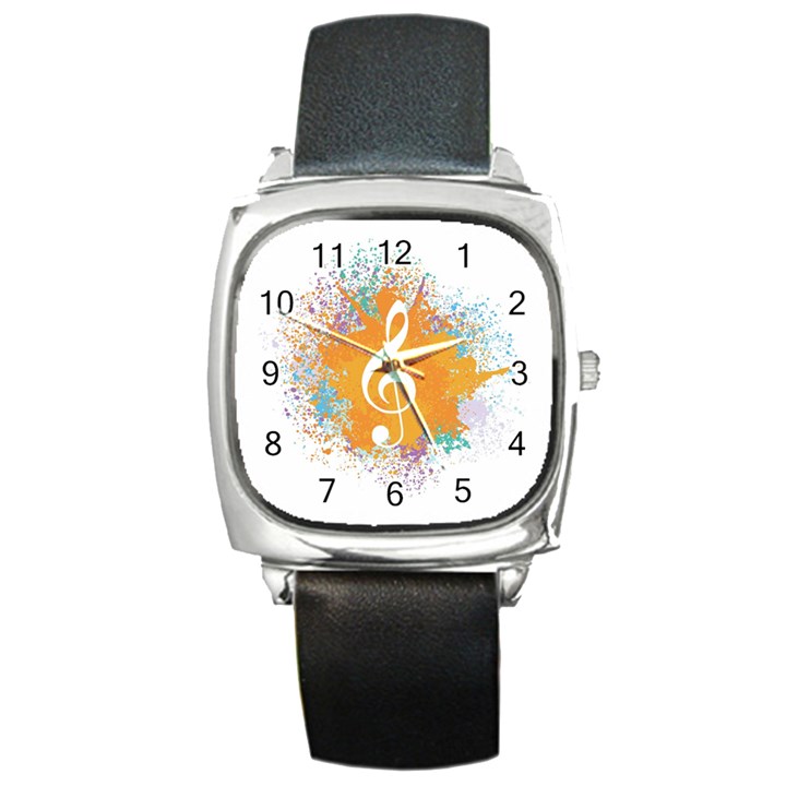 Musical Notes Square Metal Watch