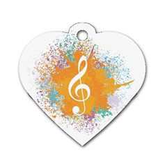 Musical Notes Dog Tag Heart (one Side) by Mariart