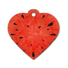 Summer Watermelon Design Dog Tag Heart (one Side) by TastefulDesigns