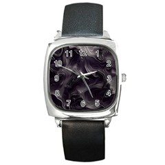 Map Curves Dark Square Metal Watch