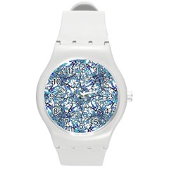 Modern Nouveau Pattern Round Plastic Sport Watch (m) by dflcprints