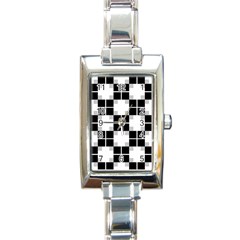 Plaid Black White Rectangle Italian Charm Watch by Mariart