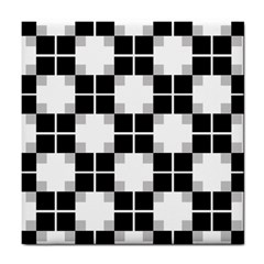 Plaid Black White Tile Coasters