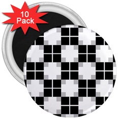 Plaid Black White 3  Magnets (10 Pack) 