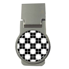 Plaid Black White Money Clips (round)  by Mariart