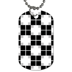 Plaid Black White Dog Tag (one Side) by Mariart