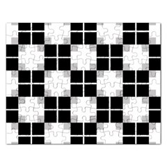 Plaid Black White Rectangular Jigsaw Puzzl by Mariart