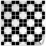 Plaid Black White Canvas 12  x 12   11.4 x11.56  Canvas - 1