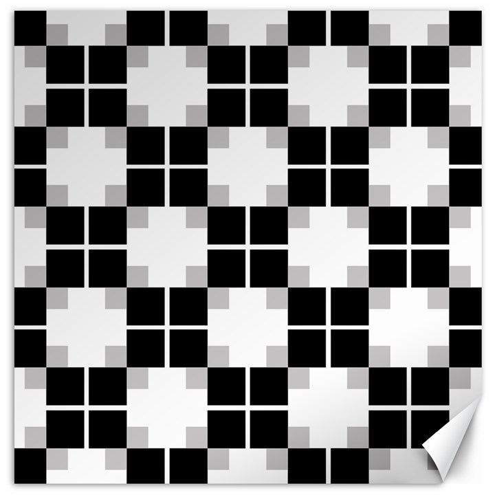 Plaid Black White Canvas 12  x 12  