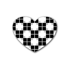 Plaid Black White Heart Coaster (4 Pack)  by Mariart