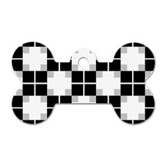 Plaid Black White Dog Tag Bone (one Side) by Mariart