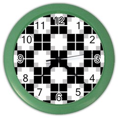 Plaid Black White Color Wall Clocks