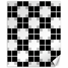 Plaid Black White Canvas 11  X 14  