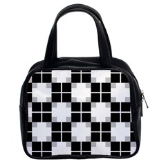 Plaid Black White Classic Handbags (2 Sides) by Mariart