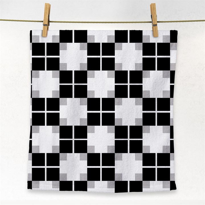 Plaid Black White Face Towel