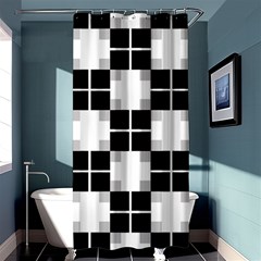 Plaid Black White Shower Curtain 36  X 72  (stall)  by Mariart