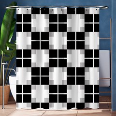 Plaid Black White Shower Curtain 60  X 72  (medium)  by Mariart