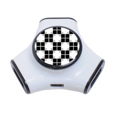 Plaid Black White 3-port Usb Hub by Mariart