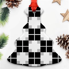 Plaid Black White Ornament (christmas Tree)  by Mariart