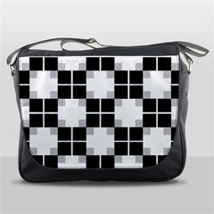 Plaid Black White Messenger Bags