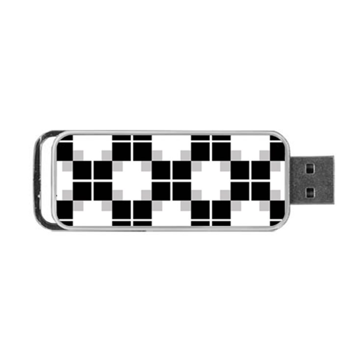 Plaid Black White Portable USB Flash (One Side)