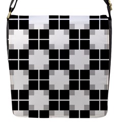 Plaid Black White Flap Messenger Bag (s)