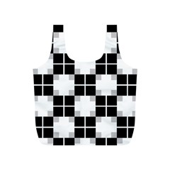 Plaid Black White Full Print Recycle Bags (s)  by Mariart