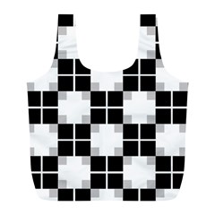 Plaid Black White Full Print Recycle Bags (l) 