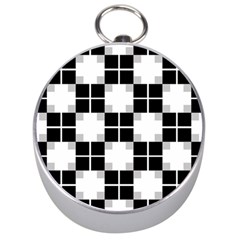 Plaid Black White Silver Compasses by Mariart