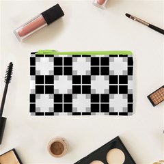 Plaid Black White Cosmetic Bag (xs) by Mariart