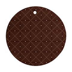 Coloured Line Squares Brown Plaid Chevron Ornament (round) by Mariart