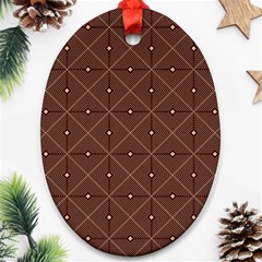 Coloured Line Squares Brown Plaid Chevron Ornament (oval)