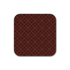 Coloured Line Squares Brown Plaid Chevron Rubber Coaster (square)  by Mariart