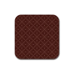 Coloured Line Squares Brown Plaid Chevron Rubber Square Coaster (4 Pack)  by Mariart