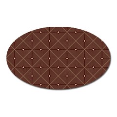 Coloured Line Squares Brown Plaid Chevron Oval Magnet