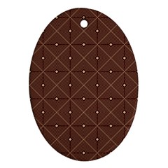 Coloured Line Squares Brown Plaid Chevron Oval Ornament (two Sides) by Mariart