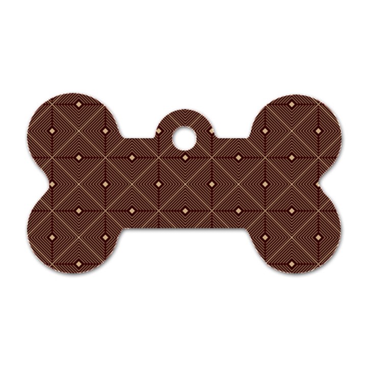 Coloured Line Squares Brown Plaid Chevron Dog Tag Bone (One Side)