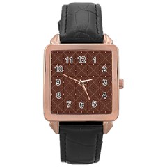 Coloured Line Squares Brown Plaid Chevron Rose Gold Leather Watch  by Mariart