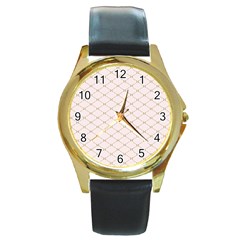 Plaid Star Flower Iron Round Gold Metal Watch