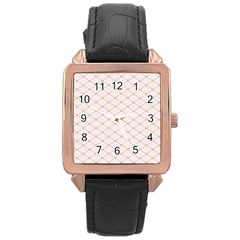 Plaid Star Flower Iron Rose Gold Leather Watch  by Mariart