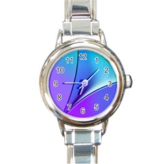 Line Blue Light Space Purple Round Italian Charm Watch by Mariart