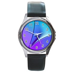 Line Blue Light Space Purple Round Metal Watch