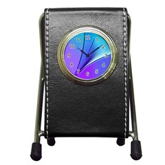 Line Blue Light Space Purple Pen Holder Desk Clocks