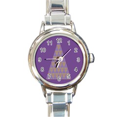 Pyramid Triangle  Purple Round Italian Charm Watch by Mariart