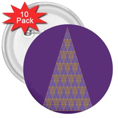 Pyramid Triangle  Purple 3  Buttons (10 Pack) 