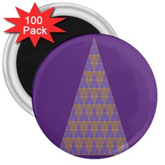 Pyramid Triangle  Purple 3  Magnets (100 Pack) by Mariart