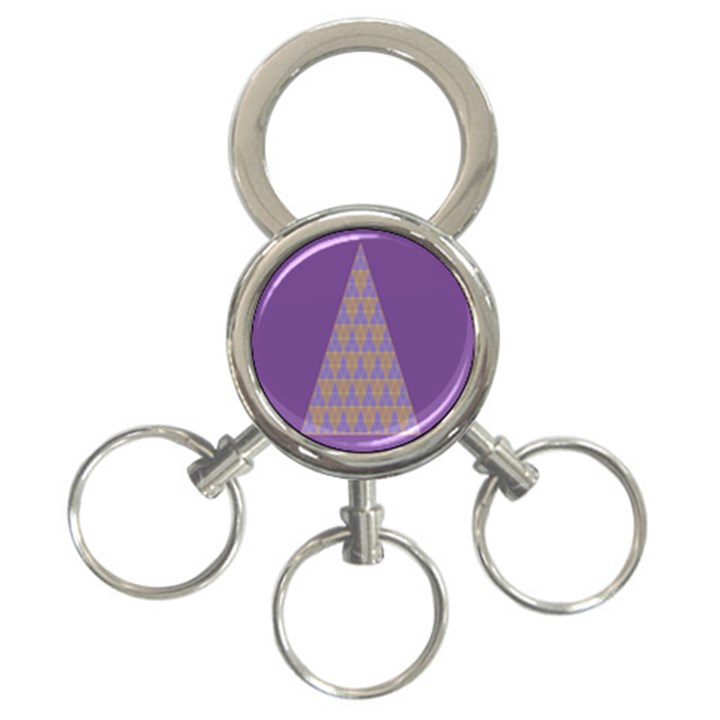 Pyramid Triangle  Purple 3-Ring Key Chains