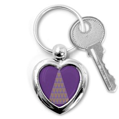 Pyramid Triangle  Purple Key Chains (heart) 