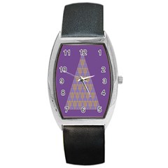 Pyramid Triangle  Purple Barrel Style Metal Watch